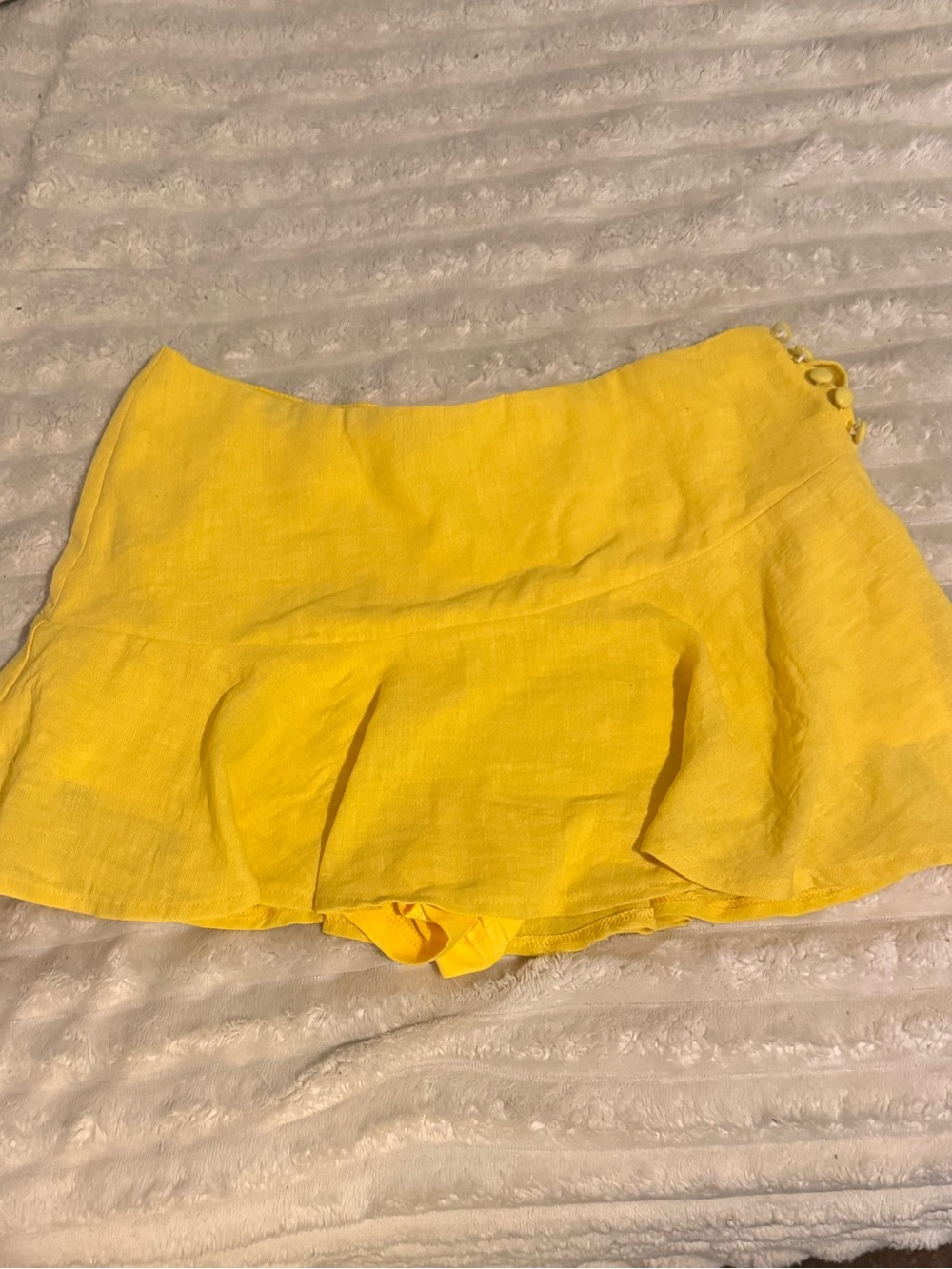 Windsor Bright Yellow Linen-Blend Ruffle Skort